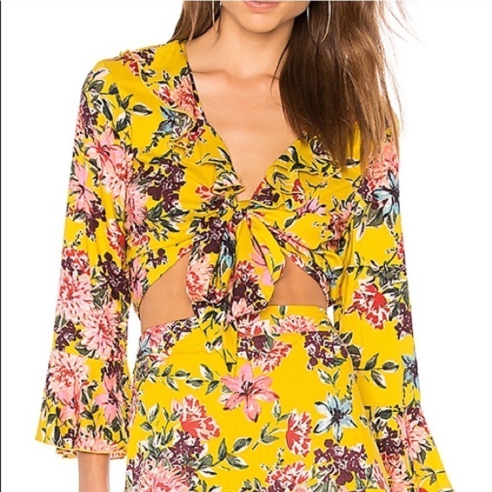 BAND OF GYPSIES BOHO TIE FRONT FLORAL SHIRT